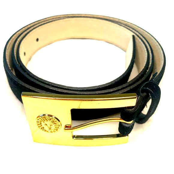 Anne Klein Accessories - AK Anne Klein suede Leather black belt with gold colour buckle XL